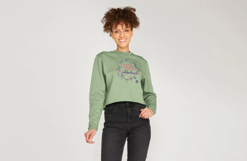 Green Cropped Christmas Jumper